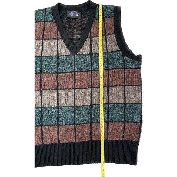 Vintage Jantzen Wool Acrylic Check USA Medium Vneck Sweater Vest VTG - Picture 6 of 6